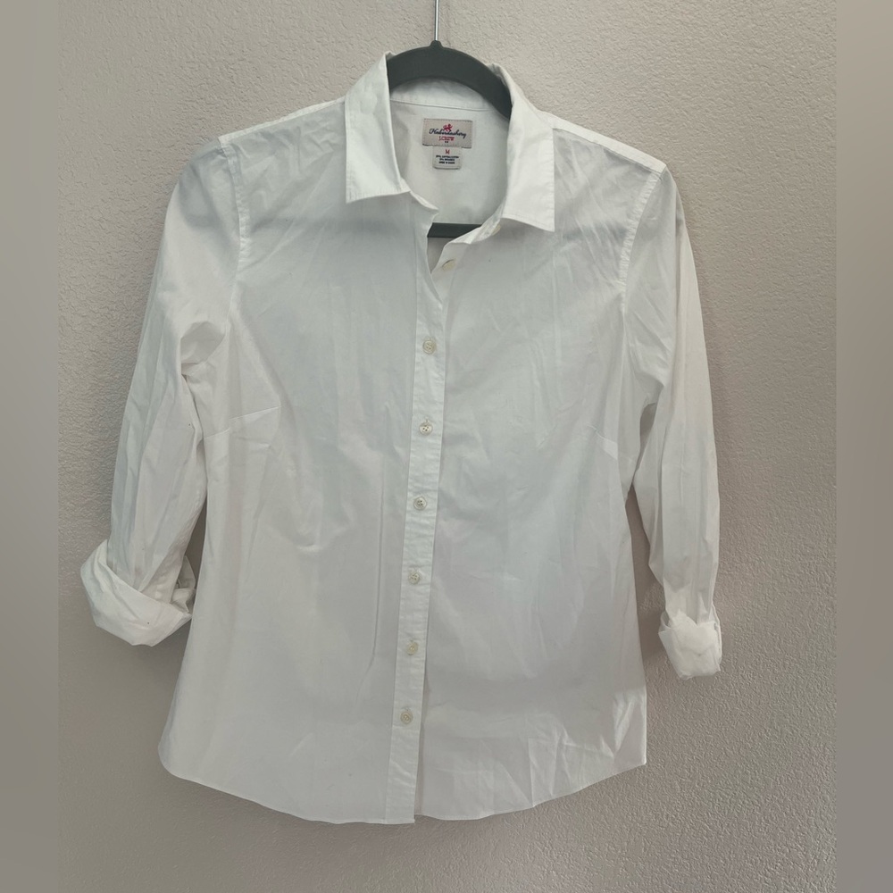 J. Crew Haberdashery White Button Down Long Sleeve Shirt Blouse Size Medium